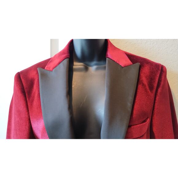 Ron Tomson Classic Lapel tuxedo Jacket Red velvet Size US 36 - Picture 2 of 16